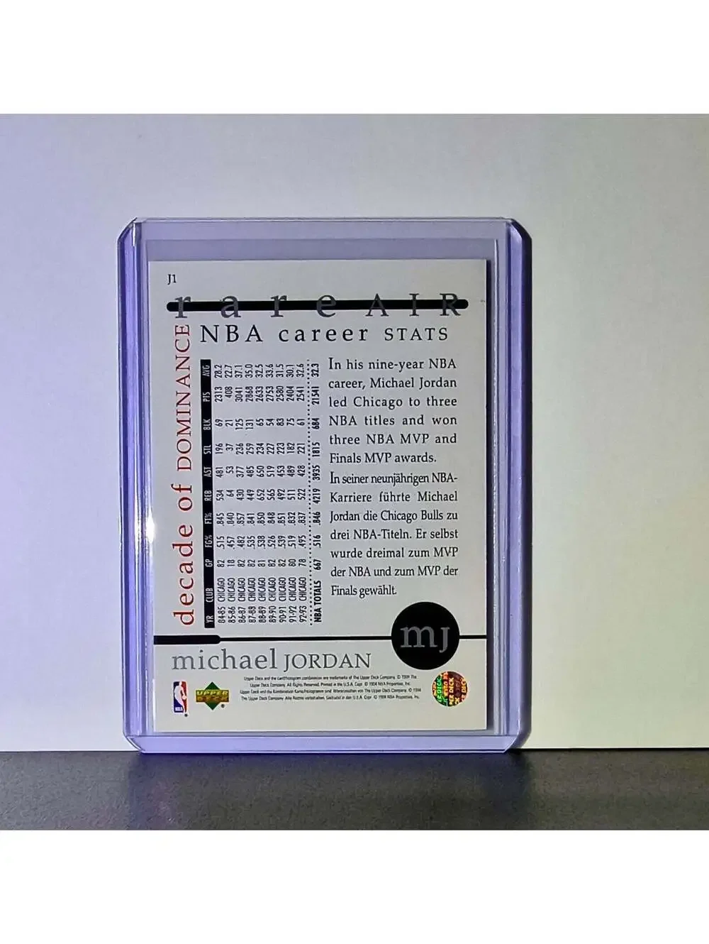 Michael Jordan 1994-95 Upper Deck Rare Air MJ Decade of Dominance #J1 Card Bulls